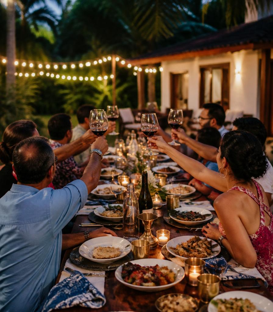 Candlelit outdoor dinner